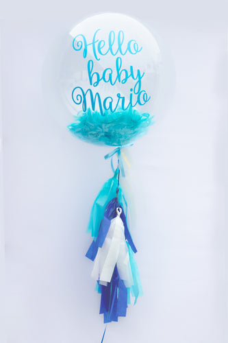 Blue Feathers Bubble Balloon